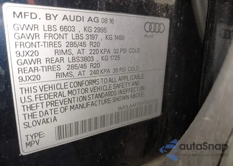 2017 Audi Q7 3.0T Premium z USA, uszkodzony, nr VIN WA1LAAF7XHD025183